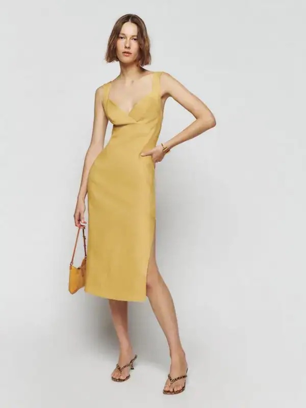REFORMATION Allira Linen Dress in Tuscan Sun Size 2 NWT